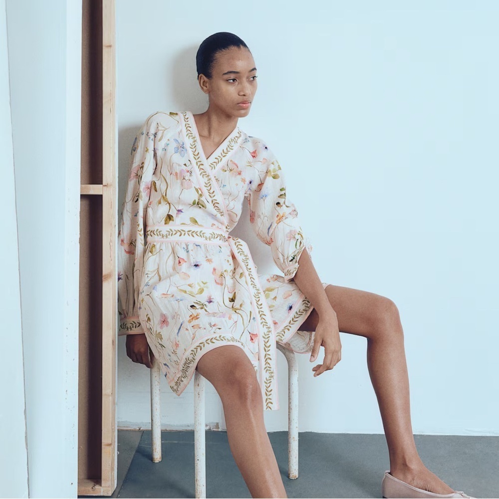 H&M Pastel Floral Wrap Dress. Size XS
